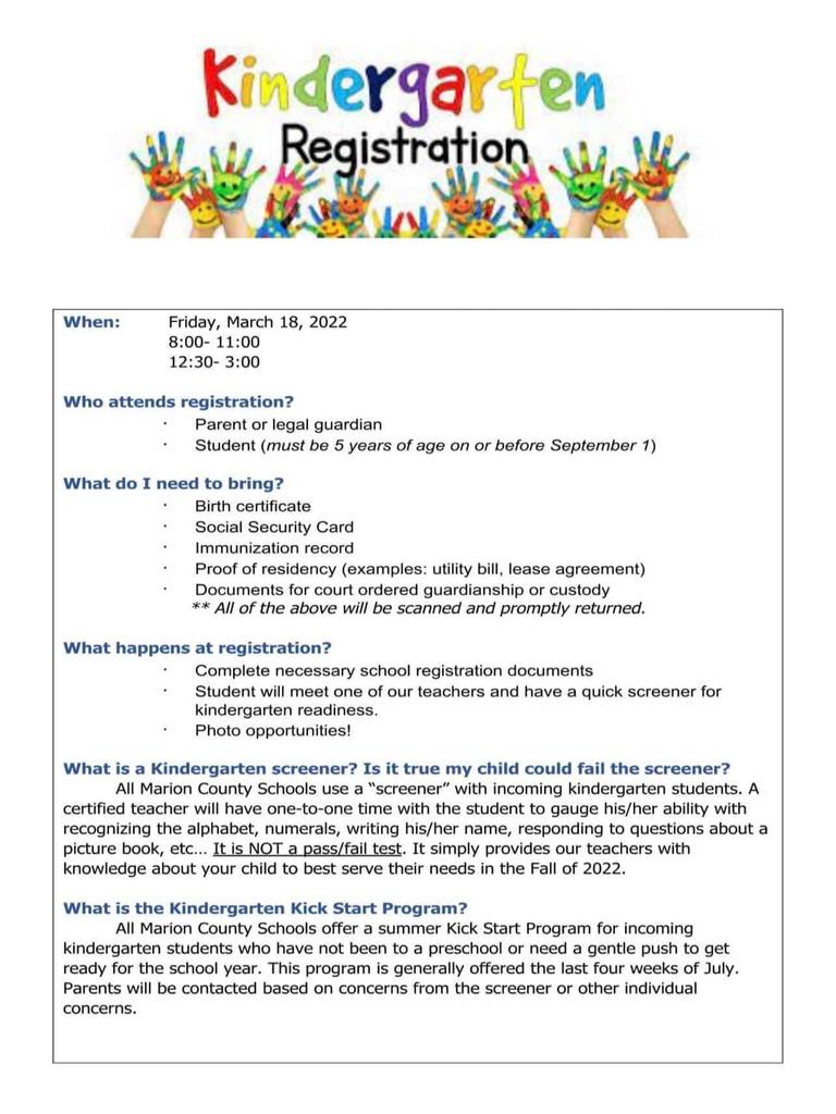 PES Kindergarten Registration