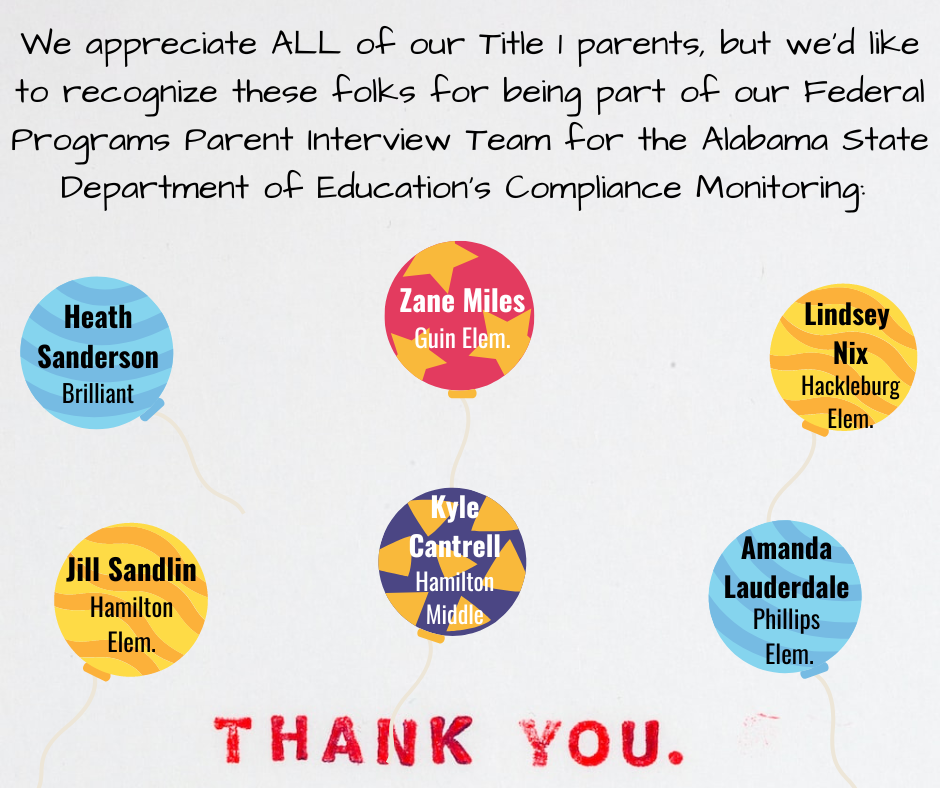 Thank you to Title 1 Parents